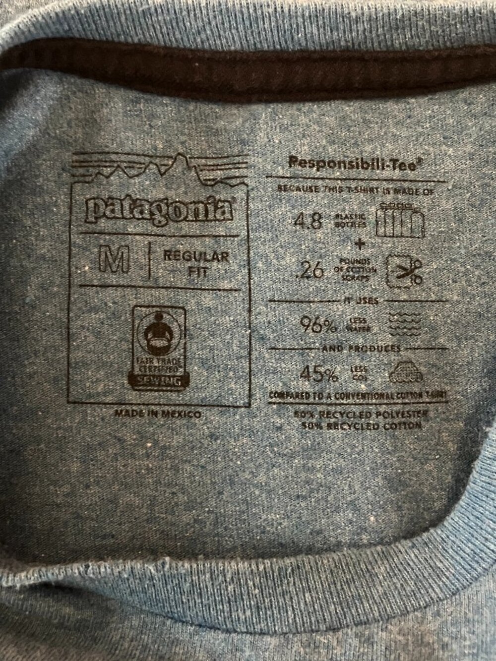 Patagonia Shirt Mens M Long Sleeve Trout Protect Our Home Water Blue Sustainable - Picture 5 of 7